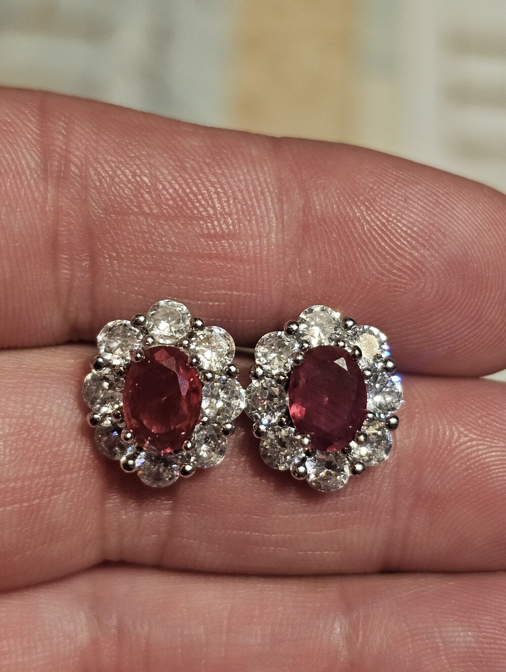 Sterling Silver 925 Pink CZ Earring Studs